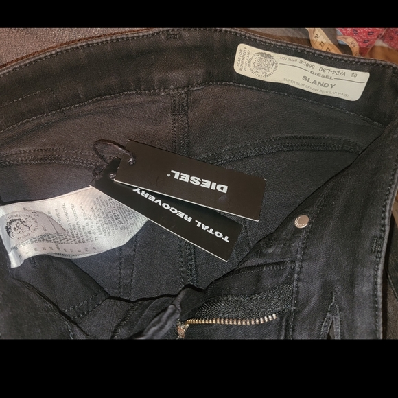 Diesel jeans SLANDY black creased Crinkled Coated scratched look skinny 096DE - Picture 13 of 16